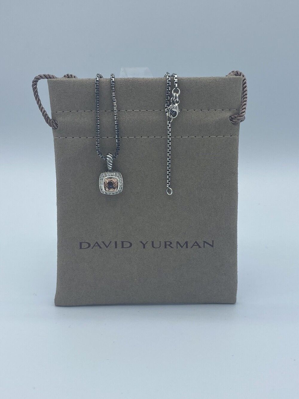 David Yurman Petite Albion Pendant Necklace with Morganite and Diamonds 17"